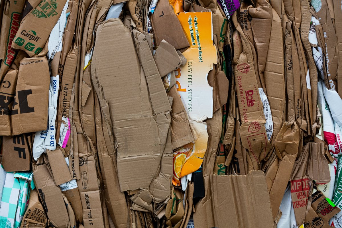Balles de cartons compactées prêtes pour la valorisation